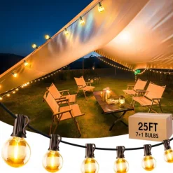 UL Certified Outdoor LED Bulb String Lights 98ft 30m String Lights Outdoor with Shatterproof G40 LED Bulbs Waterproof Hanging Patio Lighting for Christmas Patio House Backyard Balcony Party