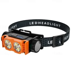 Ultra-Light USB Rechargeable HeadLamp with Magnet & Power Display - 3 Modes Portable & Bright for Night Work Hiking Camping Travel & Dog Walks (Batteries Included)