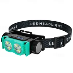Ultra-Light USB Rechargeable HeadLamp with Magnet & Power Display - 3 Modes Portable & Bright for Night Work Hiking Camping Travel & Dog Walks (Batteries Included)