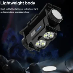 Ultra-Light USB Rechargeable HeadLamp with Magnet & Power Display - 3 Modes Portable & Bright for Night Work Hiking Camping Travel & Dog Walks (Batteries Included)