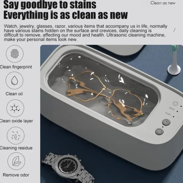 Ultrasonic Jewelry Cleaner Jewelry Cleaner With Steel Tank For Glasses Watches Earrings Rings Necklaces Coins