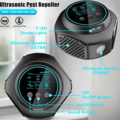 Ultrasonic Mice Repeller Electronic Rodent with Strobe Deterrent for Workshop Keep Pest You Hate Away