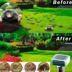 Ultrasonic Solar Pest Repeller – Waterproof Motion Sensor Device for Garden, Repels Moles, Snakes, Insects, and Small Animals