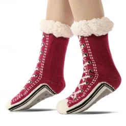 Ultra-Thick Cashmere Slipper Home Socks for Women, Non-Slip Fuzzy Home Socks with Grips, Warm Cozy Christmas Slipper Socks, Soft Inherentinct Winter Socks