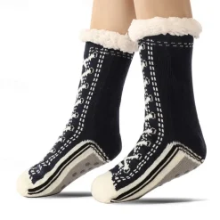 Ultra-Thick Cashmere Slipper Home Socks for Women, Non-Slip Fuzzy Home Socks with Grips, Warm Cozy Christmas Slipper Socks, Soft Inherentinct Winter Socks