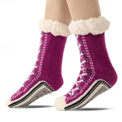 Ultra-Thick Cashmere Slipper Home Socks for Women, Non-Slip Fuzzy Home Socks with Grips, Warm Cozy Christmas Slipper Socks, Soft Inherentinct Winter Socks