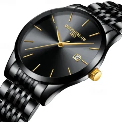 Ultra-Thin Men's Quartz Watch Men Analog Luxury Minimalist Classic Wristwatch Waterproof Calendar Chronograph Stainless Steel Watches