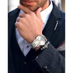 Ultra-Thin Men's Quartz Watch Men Analog Luxury Minimalist Classic Wristwatch Waterproof Calendar Chronograph Stainless Steel Watches