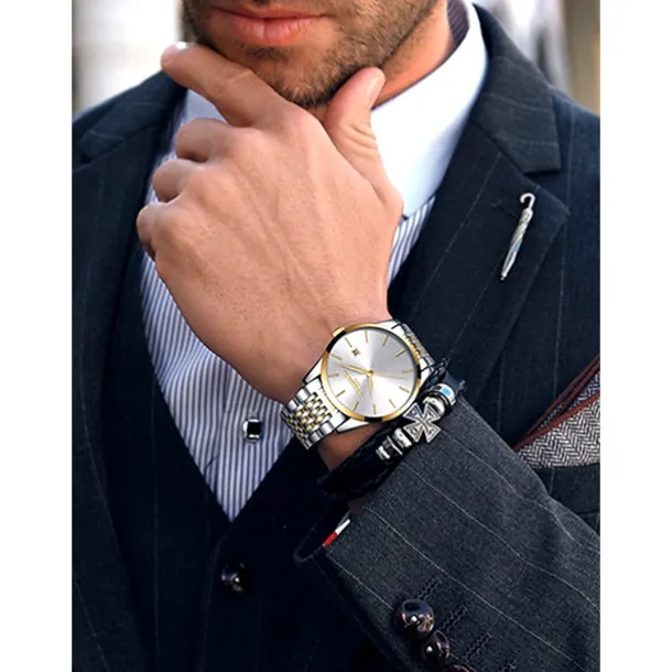 Ultra-Thin Men's Quartz Watch Men Analog Luxury Minimalist Classic Wristwatch Waterproof Calendar Chronograph Stainless Steel Watches