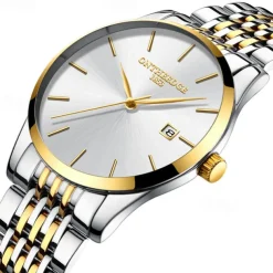 Ultra-Thin Men's Quartz Watch Men Analog Luxury Minimalist Classic Wristwatch Waterproof Calendar Chronograph Stainless Steel Watches