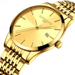 Ultra-Thin Men's Quartz Watch Men Analog Luxury Minimalist Classic Wristwatch Waterproof Calendar Chronograph Stainless Steel Watches