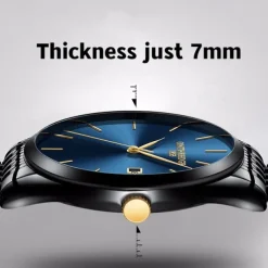 Ultra-Thin Men's Quartz Watch Men Analog Luxury Minimalist Classic Wristwatch Waterproof Calendar Chronograph Stainless Steel Watches