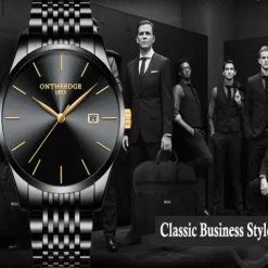 Ultra-Thin Men's Quartz Watch Men Analog Luxury Minimalist Classic Wristwatch Waterproof Calendar Chronograph Stainless Steel Watches