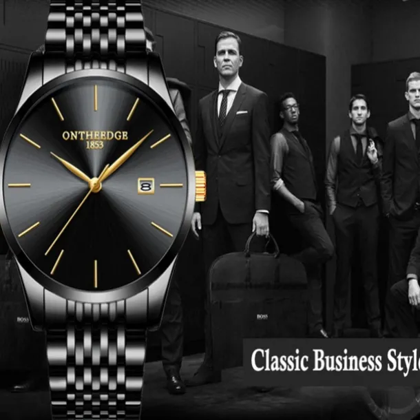 Ultra-Thin Men's Quartz Watch Men Analog Luxury Minimalist Classic Wristwatch Waterproof Calendar Chronograph Stainless Steel Watches