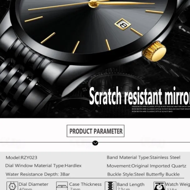 Ultra-Thin Men's Quartz Watch Men Analog Luxury Minimalist Classic Wristwatch Waterproof Calendar Chronograph Stainless Steel Watches