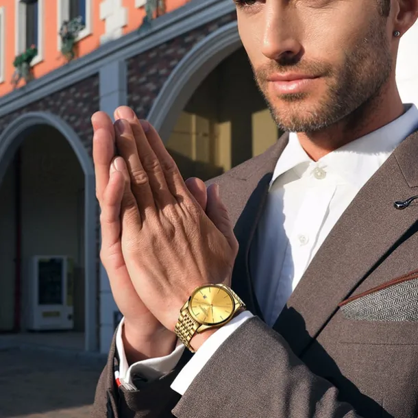 Ultra-Thin Men's Quartz Watch Men Analog Luxury Minimalist Classic Wristwatch Waterproof Calendar Chronograph Stainless Steel Watches