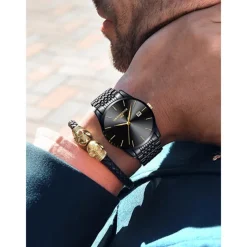 Ultra-Thin Men's Quartz Watch Men Analog Luxury Minimalist Classic Wristwatch Waterproof Calendar Chronograph Stainless Steel Watches