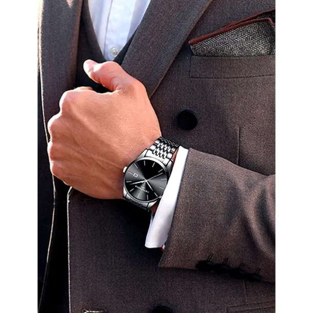 Ultra-Thin Men's Quartz Watch Men Analog Luxury Minimalist Classic Wristwatch Waterproof Calendar Chronograph Stainless Steel Watches