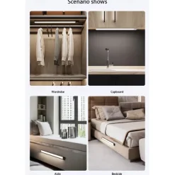 Ultra-thin Smart LED Strip Light Motion Sensor Cabinet Light, Magnetic Rechargeable Human Body Induction Light Strip, Self-Adhesive for Cabinet, Wine Cabinet, Wardrobe