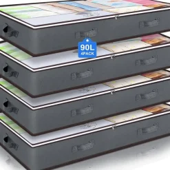 Under Bed Storage Containers, Closet Organizers and Storage Bins, Foldable Underbed Storage Bags for Blankets, Towels, Comforter, Sweaters, Pillows, Linen Sheets, Wrapping Paper