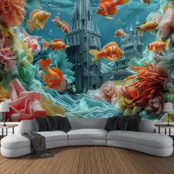 Undersea Landscape Hanging Tapestry Wall Art Large Tapestry Mural Decor Photograph Backdrop Blanket Curtain Home Bedroom Living Room Decoration