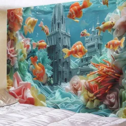 Undersea Landscape Hanging Tapestry Wall Art Large Tapestry Mural Decor Photograph Backdrop Blanket Curtain Home Bedroom Living Room Decoration