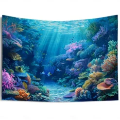 Undersea Landscape Hanging Tapestry Wall Art Large Tapestry Mural Decor Photograph Backdrop Blanket Curtain Home Bedroom Living Room Decoration
