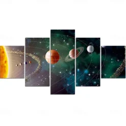 Unframed 5 Panels Space Universe earth light painting canvas art painting wall art