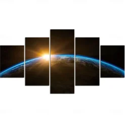 Unframed 5 Panels Space Universe earth light painting canvas art painting wall art