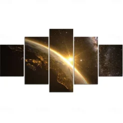 Unframed 5 Panels Space Universe earth light painting canvas art painting wall art