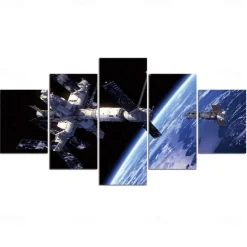 Unframed 5 Panels Space Universe earth light painting canvas art painting wall art