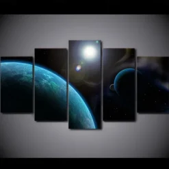 Unframed 5 Panels Space Universe earth light painting canvas art painting wall art