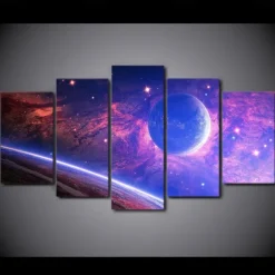 Unframed 5 Panels Space Universe earth light painting canvas art painting wall art