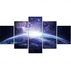 Unframed 5 Panels Space Universe earth light painting canvas art painting wall art