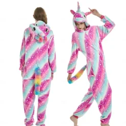 Unicorn Carnival Costume Kigurumi Pajamas Nightwear Halloween Group Family Costumes Kid's Adults' Unisex Men and Women Boys and Girls Funny Costume Party Home Wear Christmas Halloween Carnival Easy