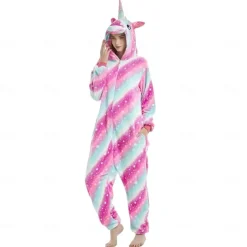 Unicorn Carnival Costume Kigurumi Pajamas Nightwear Halloween Group Family Costumes Kid's Adults' Unisex Men and Women Boys and Girls Funny Costume Party Home Wear Christmas Halloween Carnival Easy