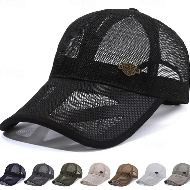 Unisex Baseball Cap Sun Hat Black White Mesh Travel Beach Outdoor Vacation Plain Adjustable Sunscreen Fashion