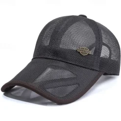 Unisex Baseball Cap Sun Hat Black White Mesh Travel Beach Outdoor Vacation Plain Adjustable Sunscreen Fashion