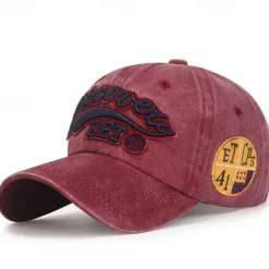 Unisex Baseball Cap Sun Hat Black Red Polyester Washed Casual Minimalism Outdoor Vacation Graphic Letter Adjustable Sunscreen Fashion