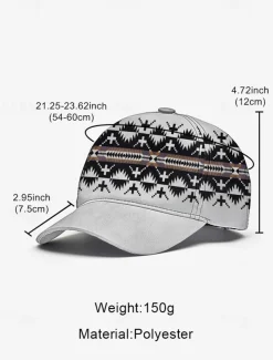 Unisex Baseball Cap with Tribal Print, Adjustable Snapback Design, Lightweight and Breathable Fabric – Ideal for Casual Wear, Outdoor Activities, and Travel