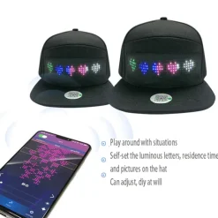 Unisex Bluetooth LED Mobile Phone APP Controlled Baseball Hat Scroll Message Display Board Hip Hop Street Snapback Cap