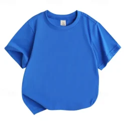 Unisex Boys Girls' 3D Solid Color Tee Short Sleeve Summer Spring Fashion Basic Kids 4-12 Years Crew Neck Outdoor Casual Daily Regular Fit