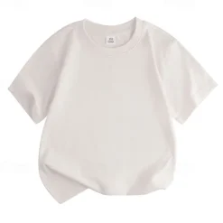 Unisex Boys Girls' 3D Solid Color Tee Short Sleeve Summer Spring Fashion Basic Kids 4-12 Years Crew Neck Outdoor Casual Daily Regular Fit