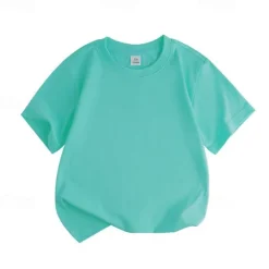 Unisex Boys Girls' 3D Solid Color Tee Short Sleeve Summer Spring Fashion Basic Kids 4-12 Years Crew Neck Outdoor Casual Daily Regular Fit