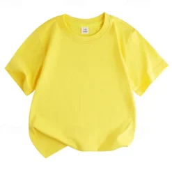 Unisex Boys Girls' 3D Solid Color Tee Short Sleeve Summer Spring Fashion Basic Kids 4-12 Years Crew Neck Outdoor Casual Daily Regular Fit