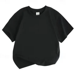 Unisex Boys Girls' 3D Solid Color Tee Short Sleeve Summer Spring Fashion Basic Kids 4-12 Years Crew Neck Outdoor Casual Daily Regular Fit