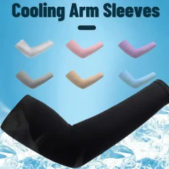 Unisex Compression Cooling UV Protection Sun Sleeves Long Arm Cover Anti-Slip Warmers for Outdoor Sports Sunblock Cover Summer Garden Arm Sleeves