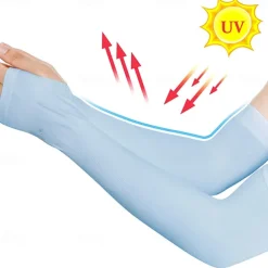 Unisex Compression Cooling UV Protection Sun Sleeves Long Arm Cover Anti-Slip Warmers for Outdoor Sports Sunblock Cover Summer Garden Arm Sleeves