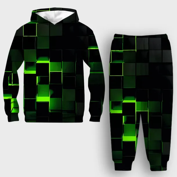 Unisex 3D Geometric Gradient Ramp Hoodie & Sweatpants Set Clothing Set Long Sleeve Summer Spring Fall Sports Comfort Kids 3-12 Years 4-13 Years Outdoor Vacation Loose Fit