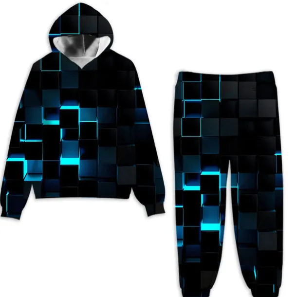 Unisex 3D Geometric Gradient Ramp Hoodie & Sweatpants Set Clothing Set Long Sleeve Summer Spring Fall Sports Comfort Kids 3-12 Years 4-13 Years Outdoor Vacation Loose Fit